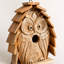 Cabane à oiseaux suspendue en bois de teck avec motif de hibou sculpté à la main - artisanale