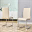 Chaises de salle à manger modernes, chaise d'appoint rembourrée en similicuir à haut dossier avec tube argenté en forme de C