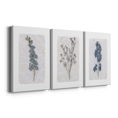 Découpage floral I - Toile tendue sur mesure avec châssis - 3 pièces