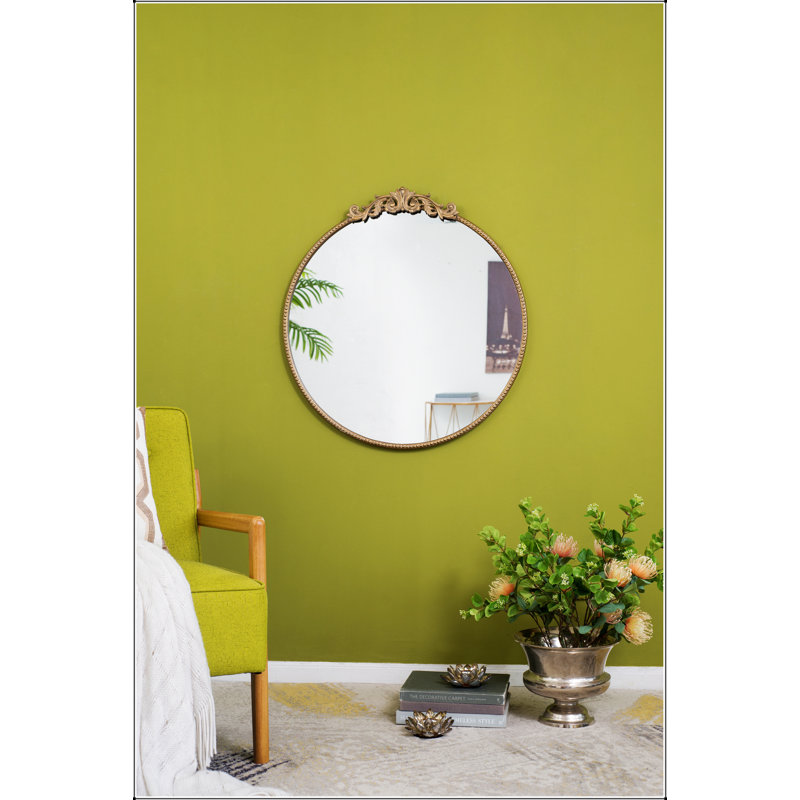 Miroir rond, miroir mural avec cadre en métal pour salle de bain