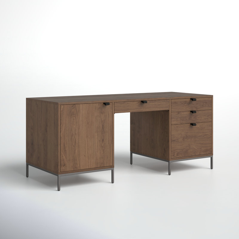 Loki Solid Wood Top Executive Desk, Auburn Poplar