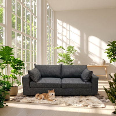 Canapé rembourré en polyester gris foncé l 71 po x P 31 po x H 34 po The Soft House