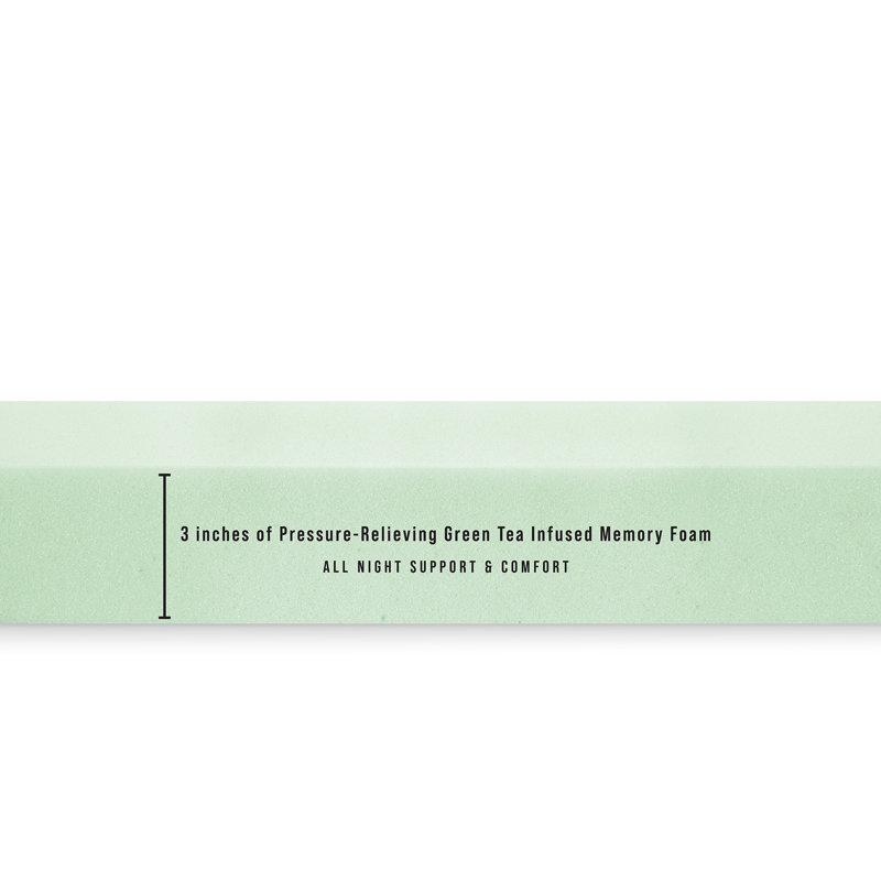 3-Inch Green Tea Infused Memory Foam Mattress Topper, Twin