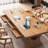 Large rectangular solid wood desk with drawers-486655906