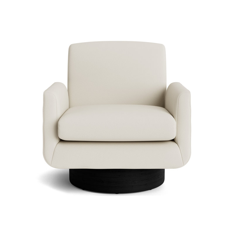 Supernova Full Swivel Leather Chair, Greenwich Performance Leather - Cream, Black