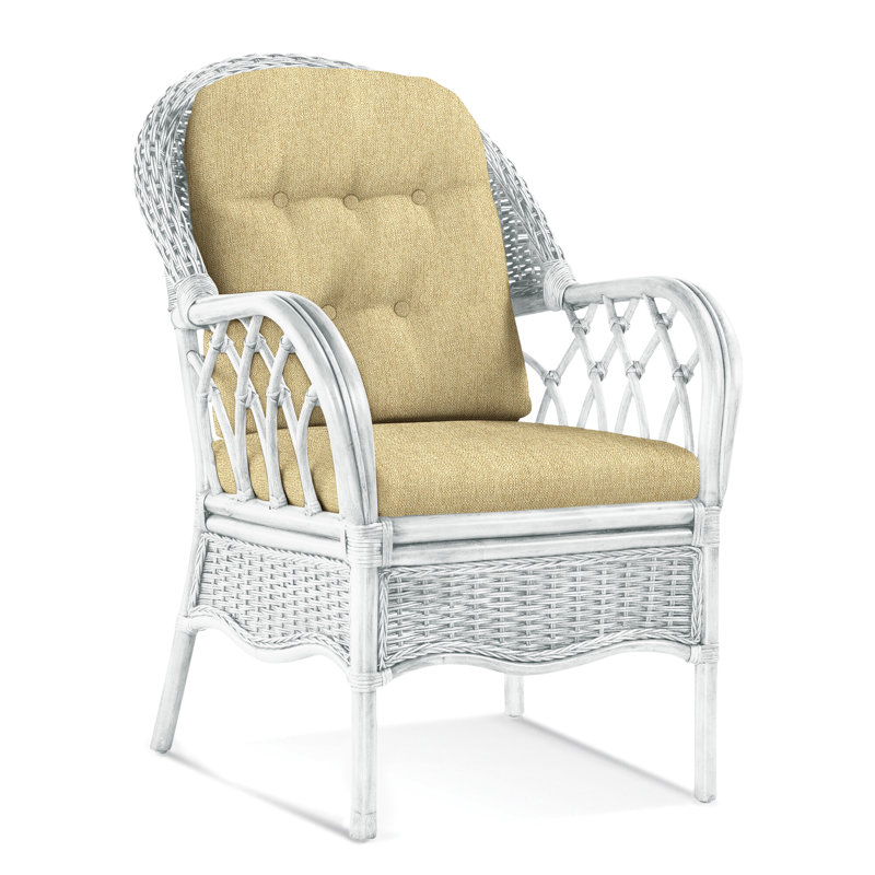 Chaise avec accoudoirs rembourrée Everglade, Blanc givré, Voiliers bleu sarcelle ‑ 0435-54