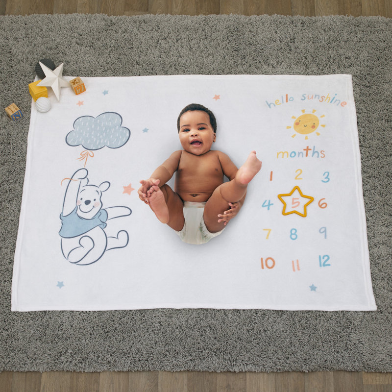 Couverture pour bébé NoJo Disney Winnie l'ourson blanc, jaune et turquoise