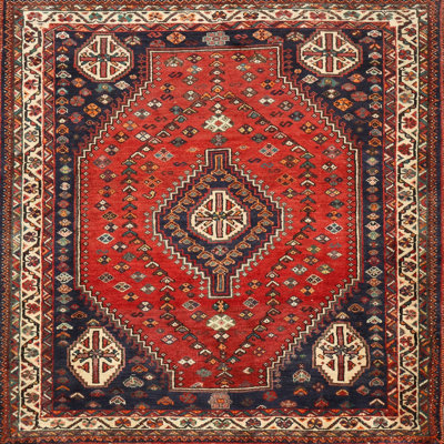 Tapis bleu/beige/rouge traditionnel Ley