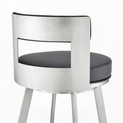 Tabouret de bar pivotant de 76 cm en acier inoxydable avec revêtement en similicuir