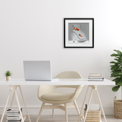 Sparkle Fish Fashion Boot Framed Print Under Glass, design by Sasha
