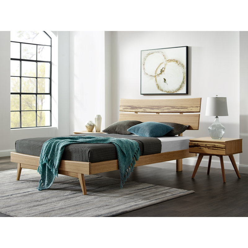 Lucinda Solid Wood Slat Bed, Queen, Beige