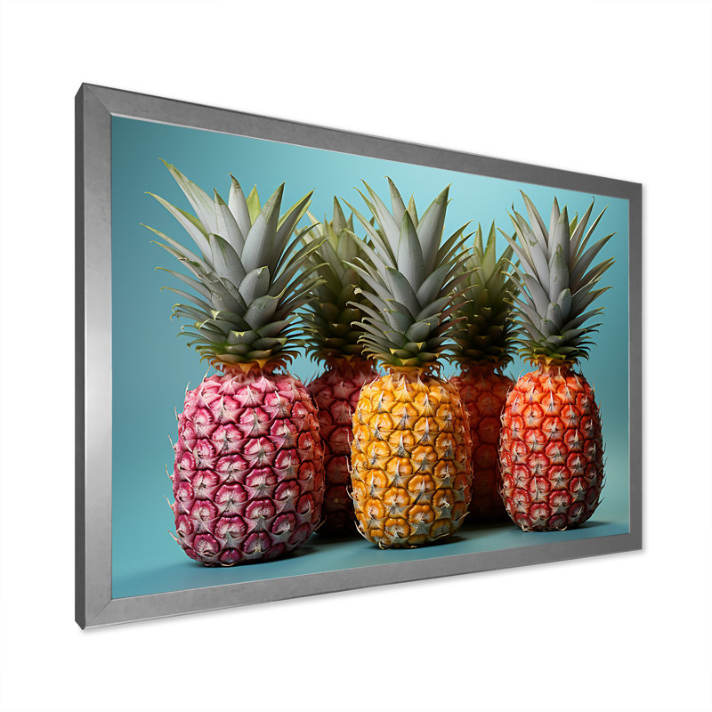 Doux ananas juteux délice I, H 24 po x l 32 po x P 1 po, Cadre photo argenté