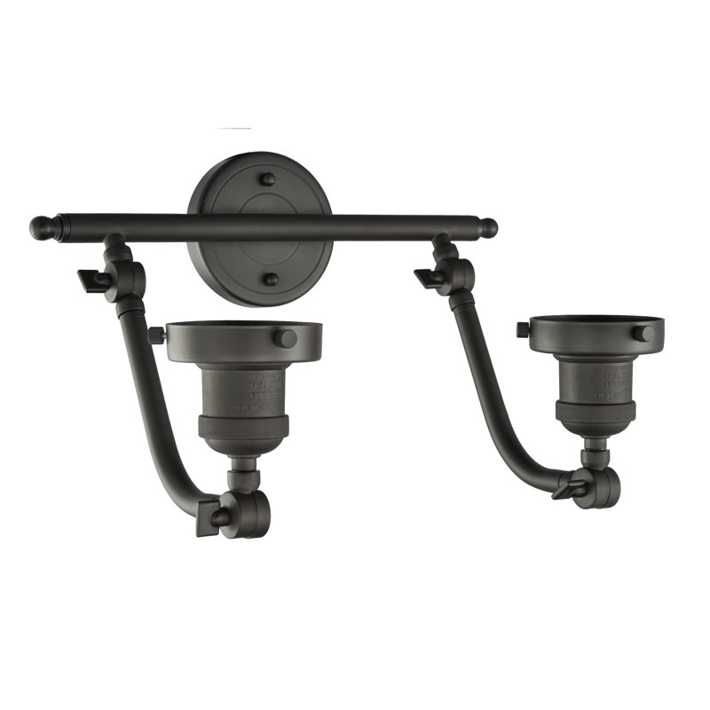 Éclairage pour salle de bain 2 lumières Bonomo Bell, Bronze huilé, Ampoule DEL rétro à intensité réglable de 3 W, Transparent