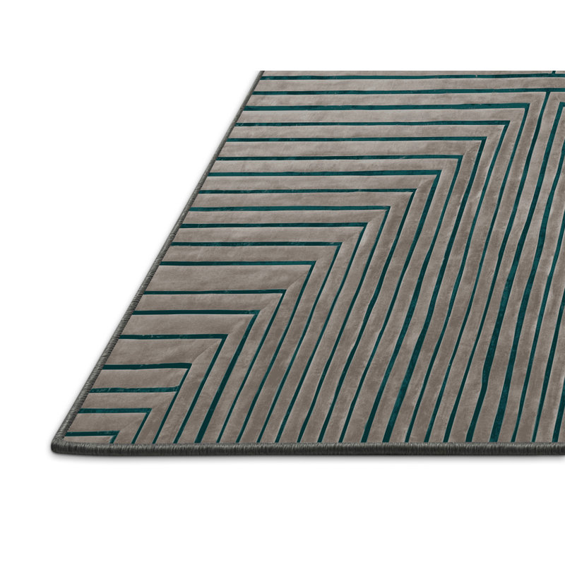 Tapis gris soyeux et moelleux, Rond 4 pi