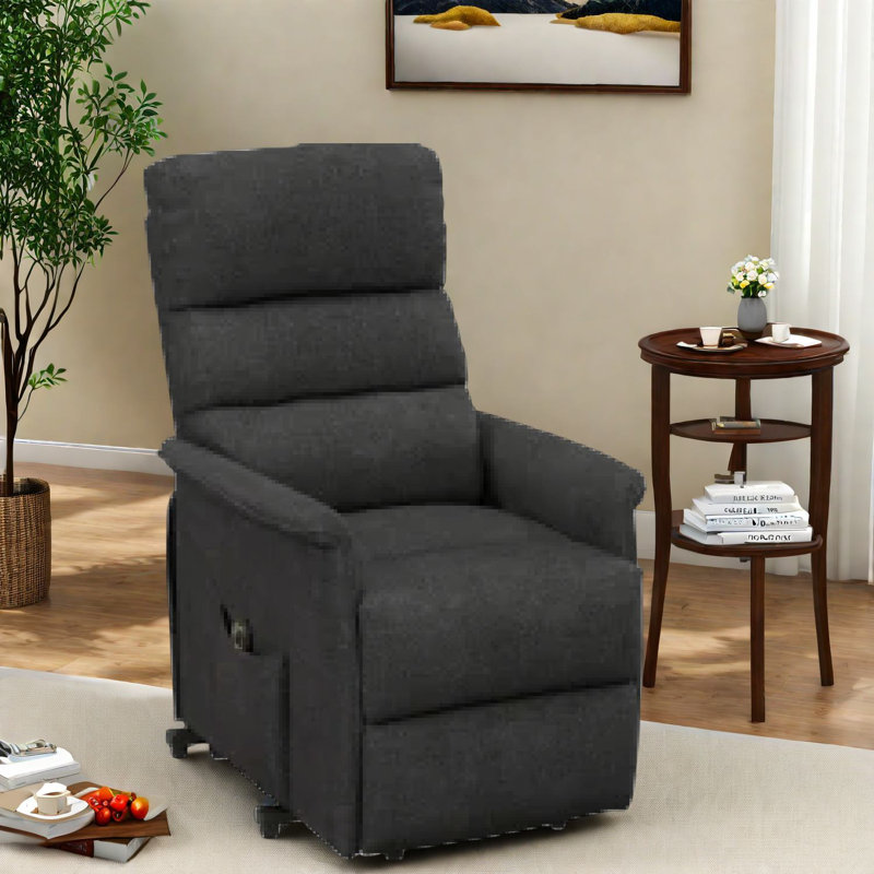 Fauteuil inclinable électrique moderne, structure en acier noir, confortable pour la maison