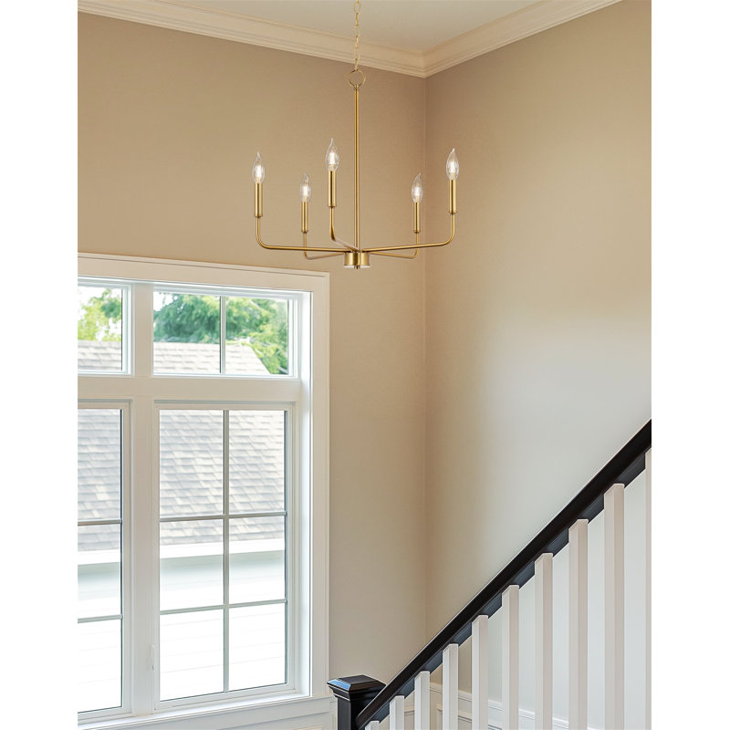 Orkanger 5 - Light Steel Dimmable Chandelier, Warm Brass