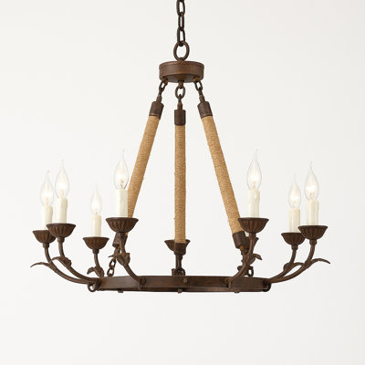Orey 12 - Light Dimmable LED Wagon Wheel Chandelier