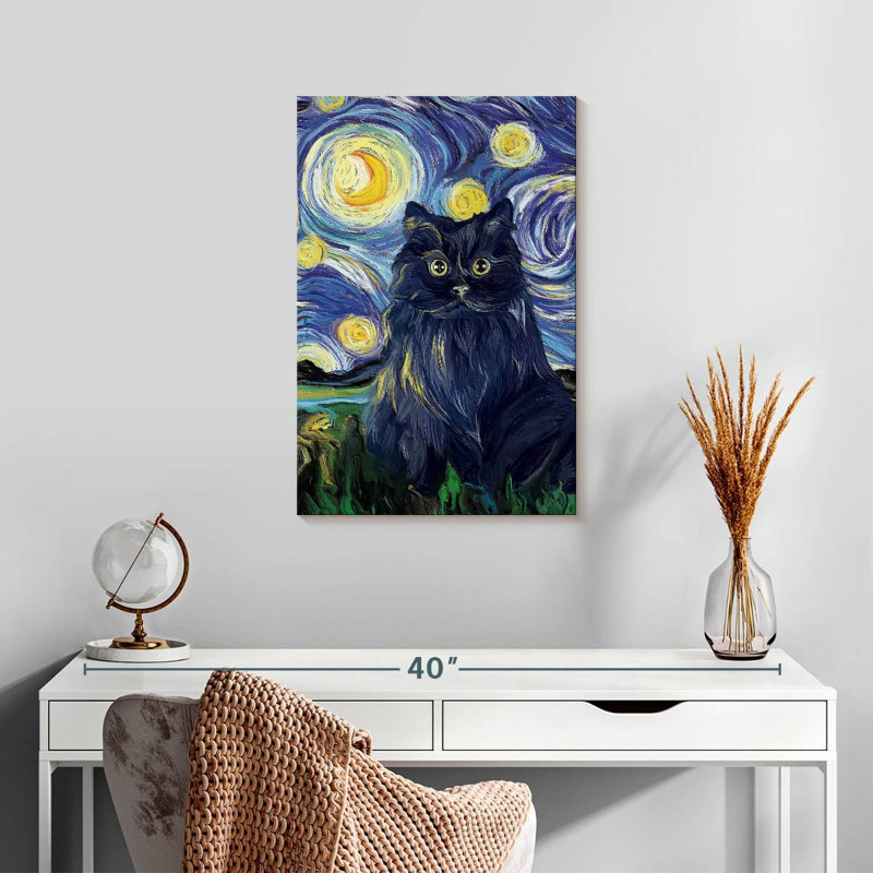 Brampt Abstract Black Cat, 24" H x 16" W