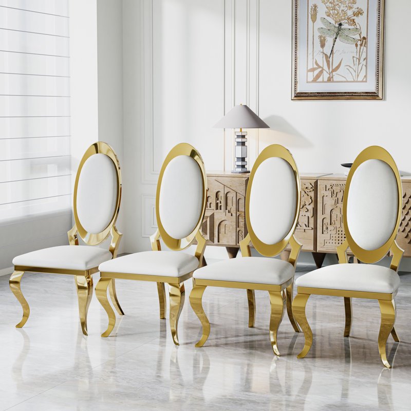 Chaise de salle à manger Modern, 4, Blanc, Doré