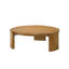 Ensemble de 3 pièces de style contemporain, 1 table basse, 2 tables de bout, socle, base ronde, mobilier de salon, finition noyer
