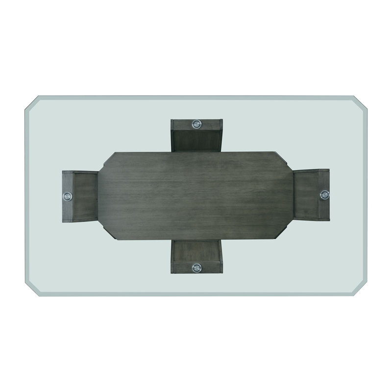 Simms 72'' Gray Glass Top Rectangular Dining Table