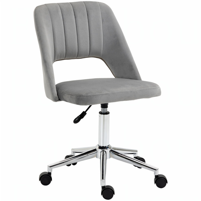 Chaise de bureau pivotante, chaise d'ordinateur sans accoudoirs à dossier creux, chaise de bureau contemporaine, Gris