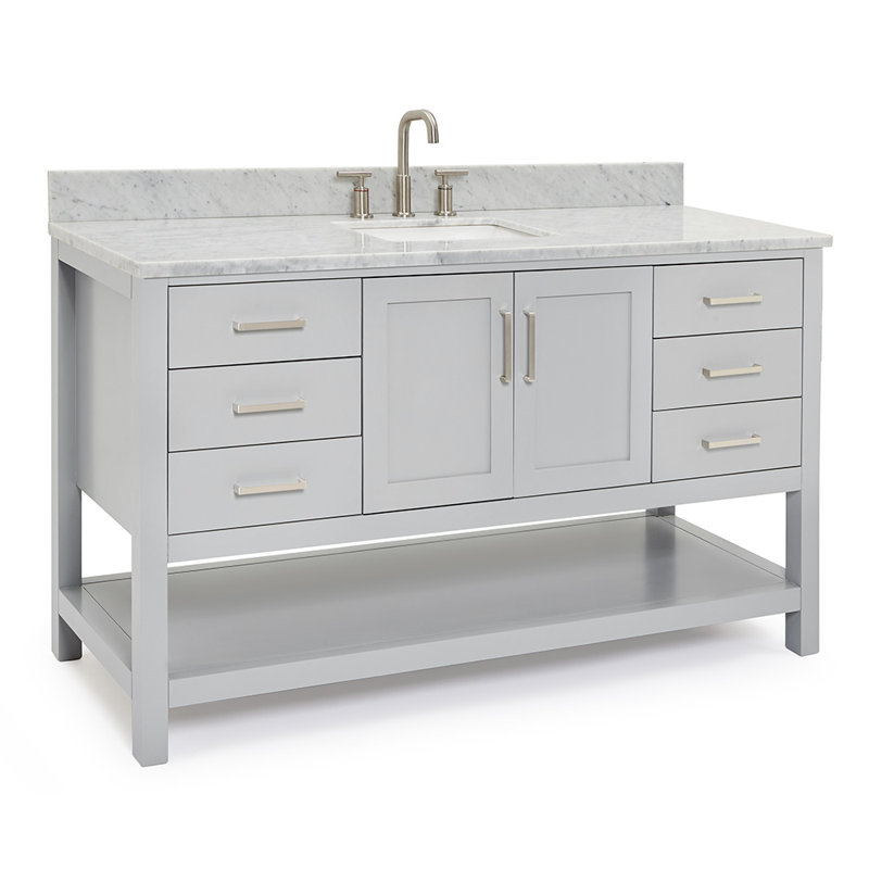 Ensemble de meuble-lavabo simple 61 po Alemanno, Gris, Rectangular, 61"