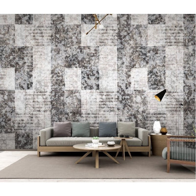 Geometric Square Gray Abstract Design Removable Wallpaper