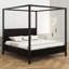 Lit plateforme à baldaquin en bois traditionnel avec lattes de support-130165801-130165804