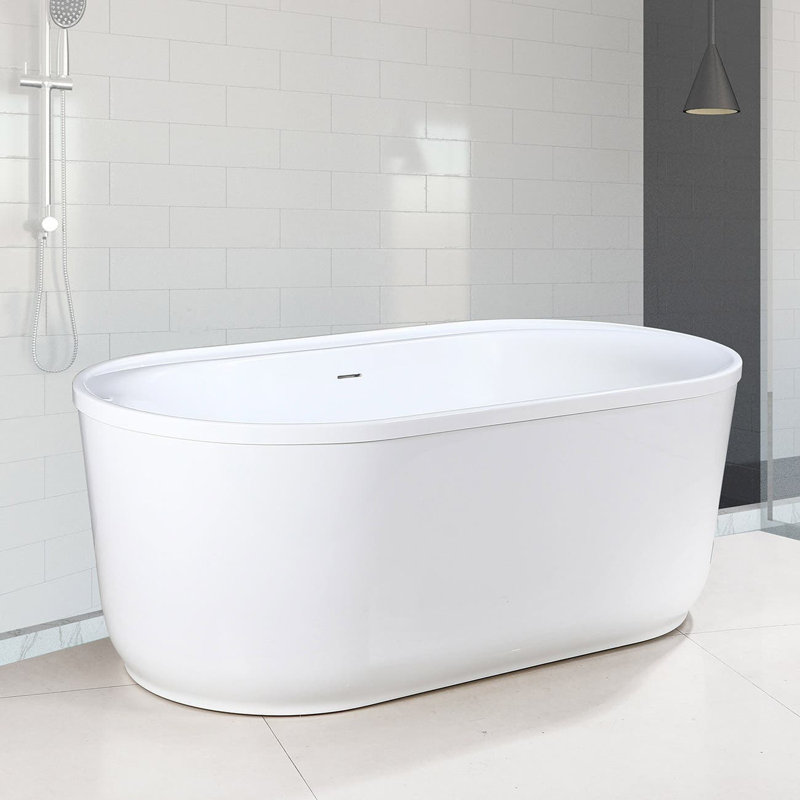 60.25'' x 32.75'' Freestanding Soaking Acrylic Bathtub
