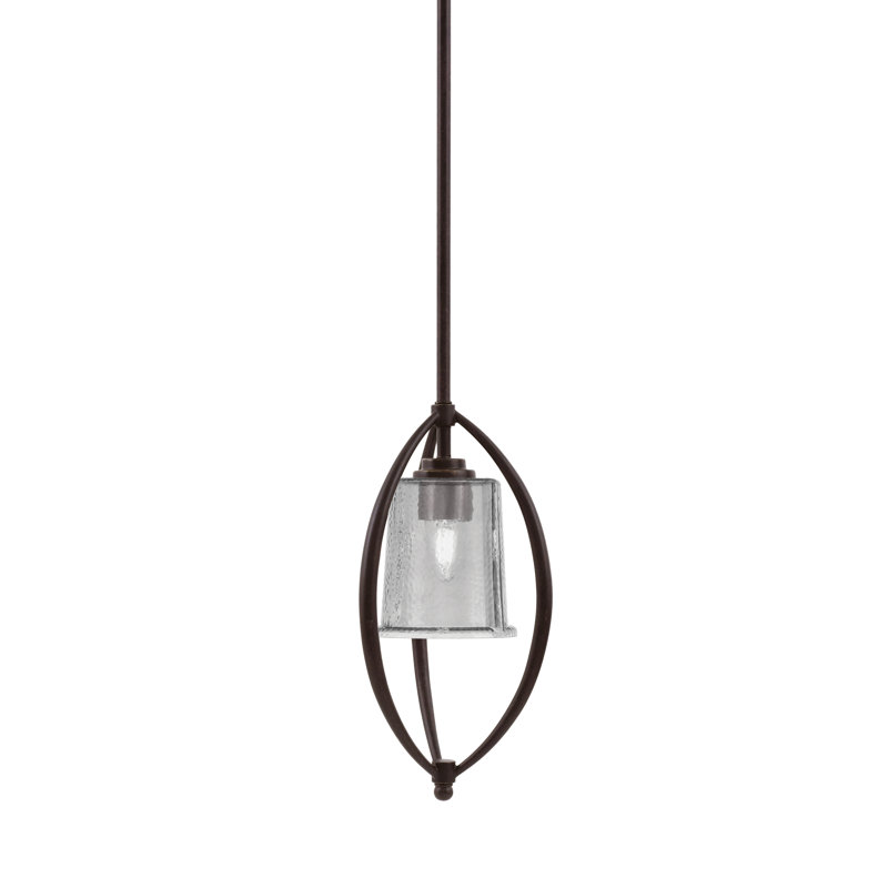 Suspension Albreda Stem Hung Mini présentée en fini granit foncé avec verre fumé bullé de 13,3 cm (5,25 po).