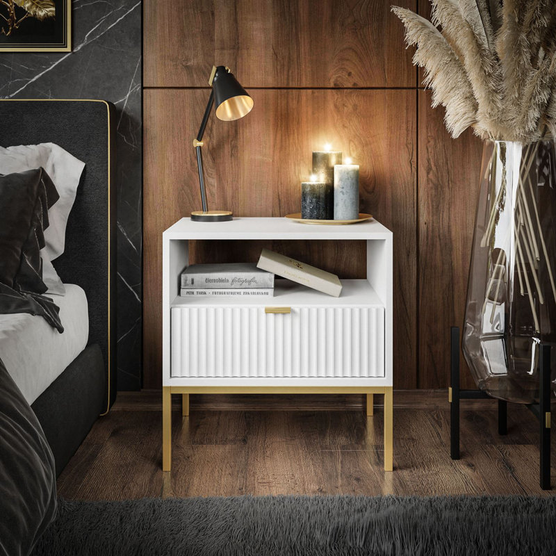Leesport 54 cm W Bedside Table, Matte White