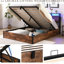 Grand lit plateforme avec rangement, lumières à DEL et tête de lit brun rustique pour cadre de rangement confortable en brun, bibliothèque A Peaceful-1169439988