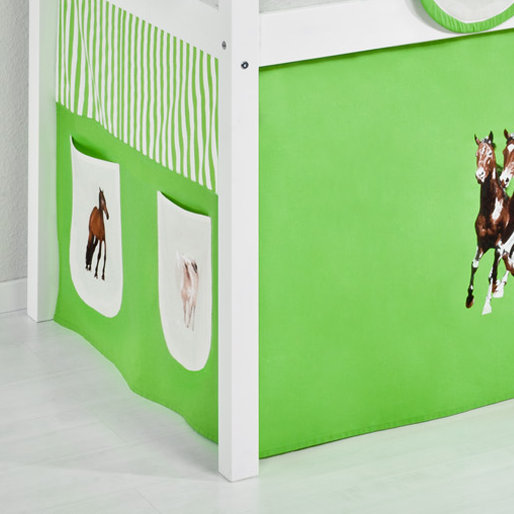 Pferde Bed Frames Mid Sleeper Loft Bed by Lilokids, 90 x 190cm, Green/Beige
