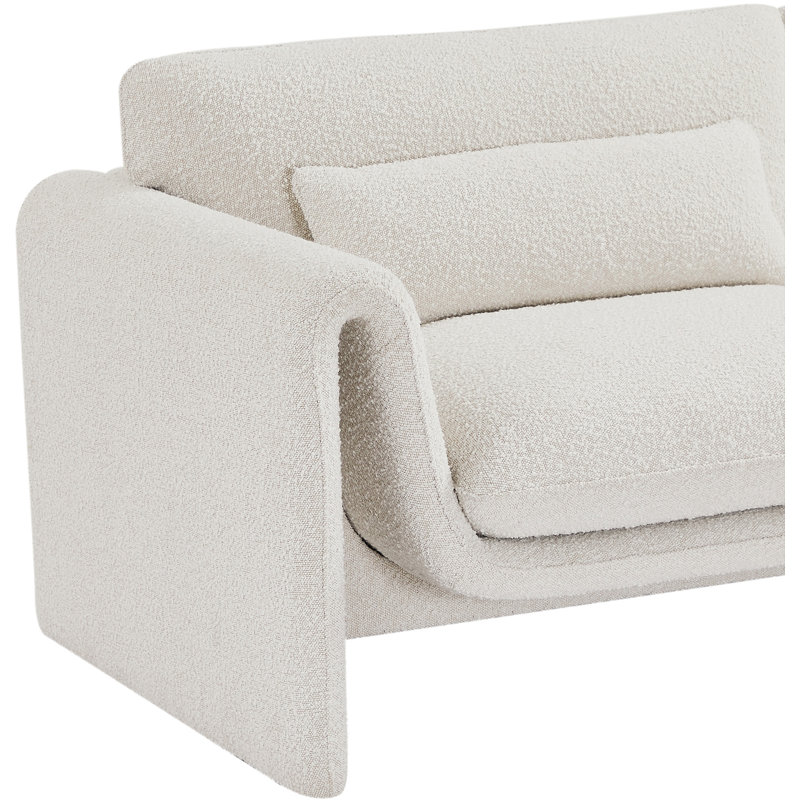 Chaise l 42 po, Tissu crème bouclé