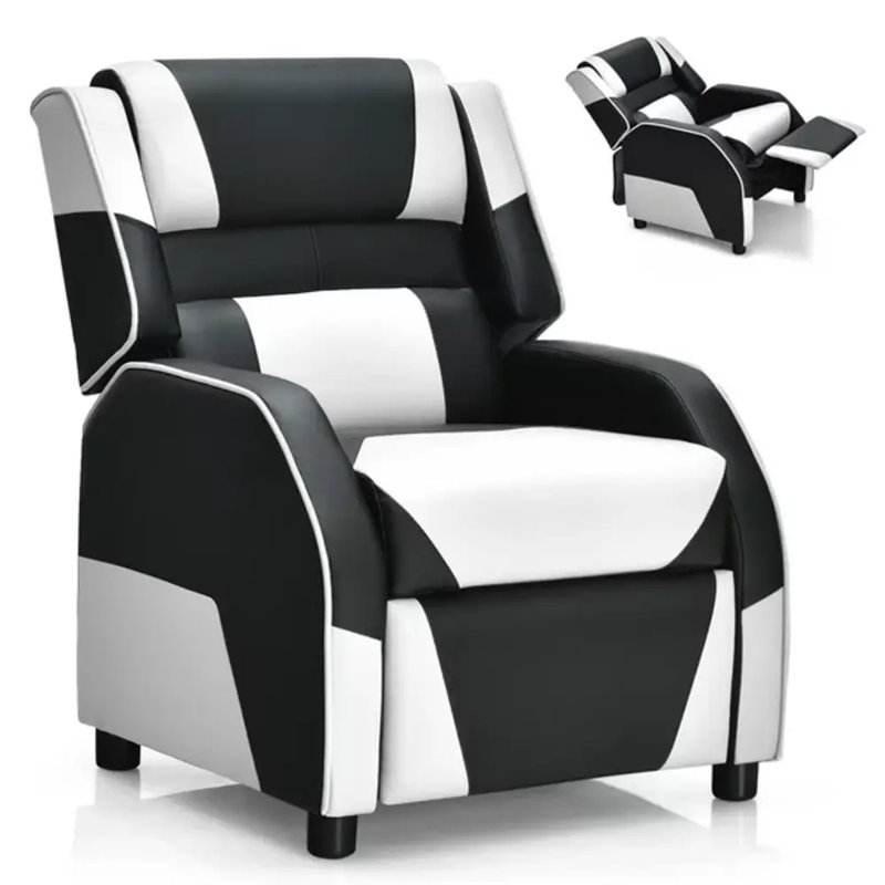 Eduarte Faux Leather Recliner, White Faux Leather