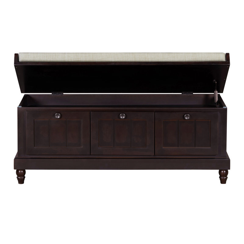 Banc de rangement pour chaussures Trexm Classic avec coussin et 3 tiroirs, rangement pour espresso