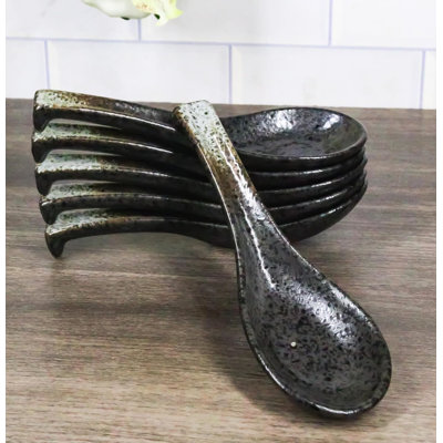 Pack Of 6 Tone Hakumu Asian Soup Spoons With Hook 5.75"L