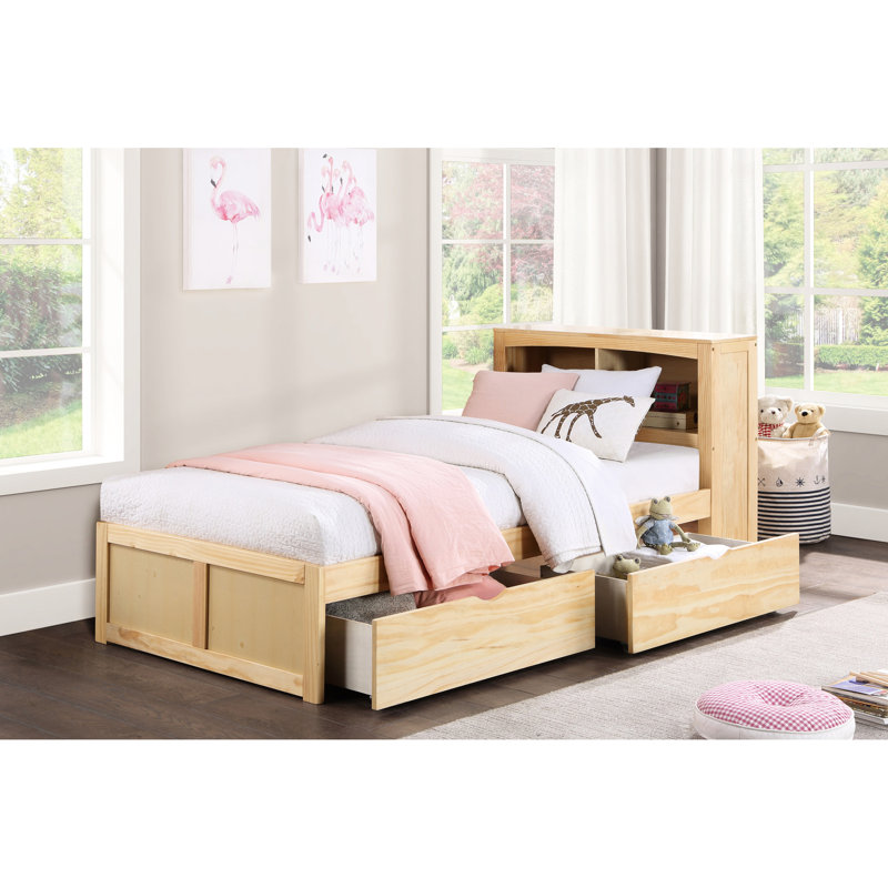 Lot de 2 boîtes de rangement sous le lit en pin naturel, style transitionnel, avec roulettes pour optimiser l'espace de votre chambre, 95 x 43 cm (37,5 x 17 pouces), en bois, avec roulettes pour un rangement efficace.