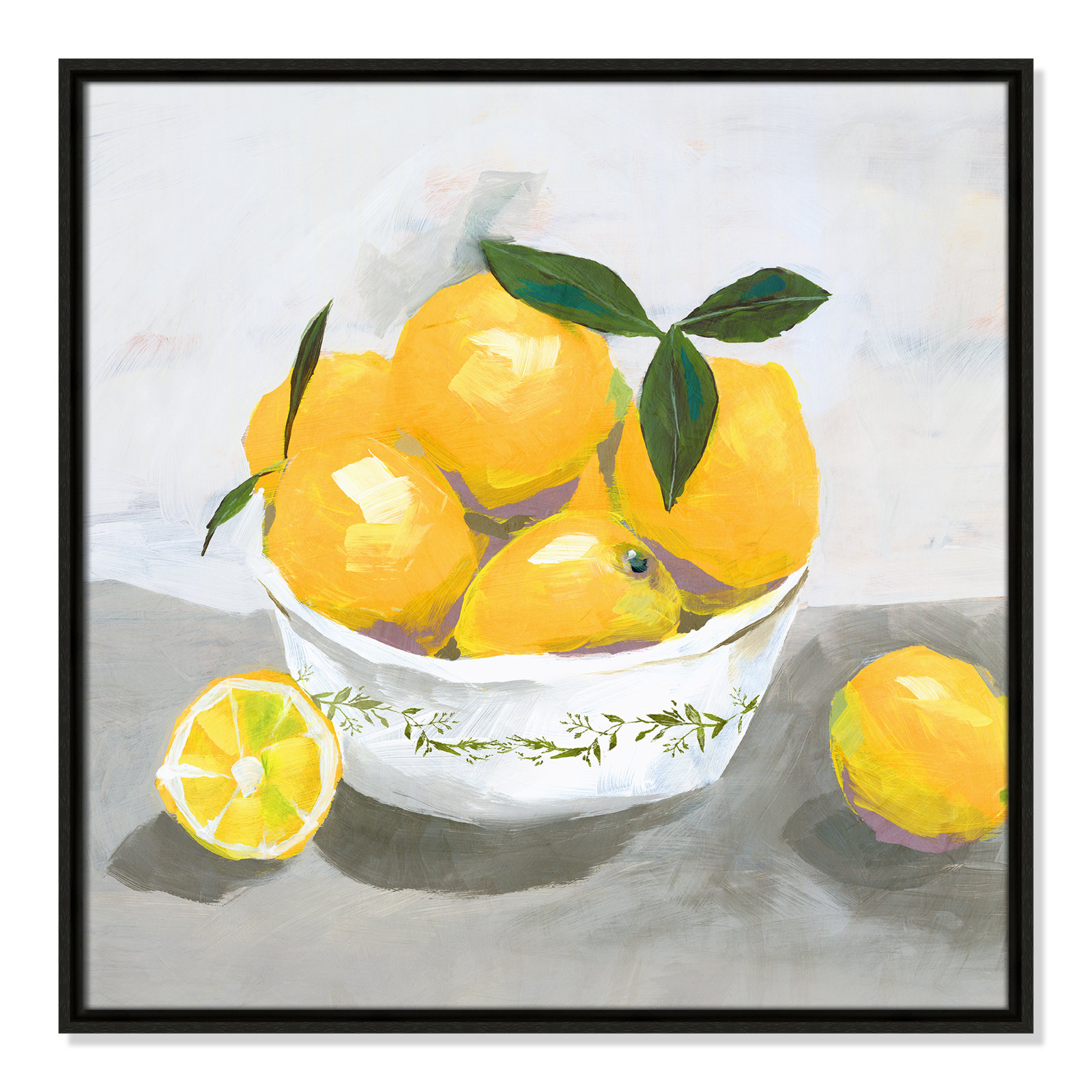 Hayons "Lemons" Painting by Isabelle Z, 25.5" H x 25.5" W x 2" D, Espresso Framed Canvas