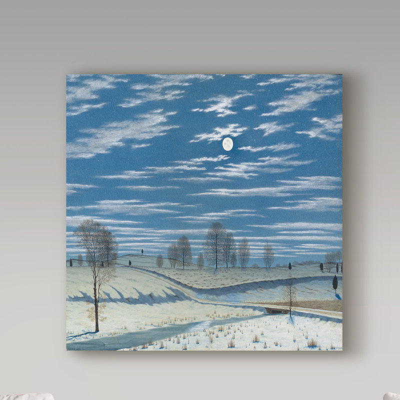 «Winter Scene in Moonlight 1869», reproduction de peinture à l'huile sur toile tendue, H 14 po x l 14 po