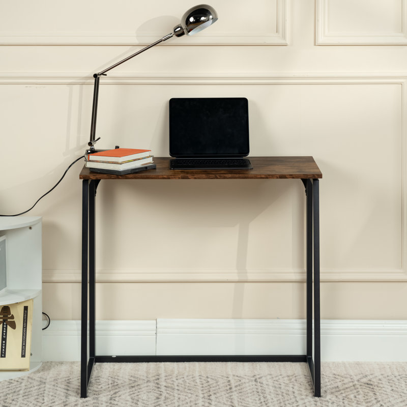 Bureau pliant, table d'ordinateur compacte, bureau d'étude compact pour bureau à domicile, 31,5 pouces, bureau simple, Noyer