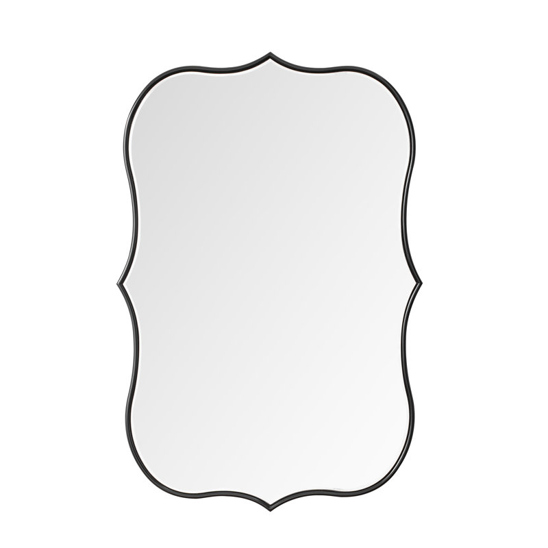 Euri Scalloped Wood Framed Decorative Wall Mirror, Black