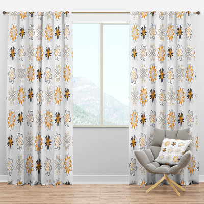 Panneau de rideau simple semi-diaphane avec passe-tringle Mid-Century Retro