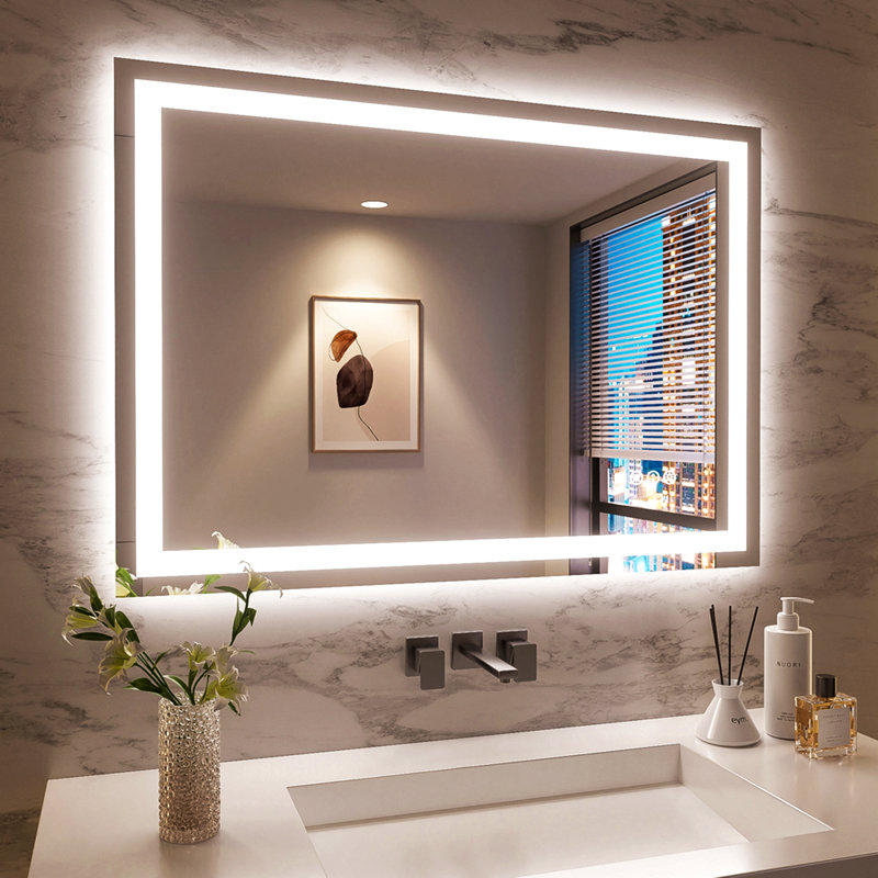 48X36 Inch Frameless LED Bathroom Mirror,Smart Mirror