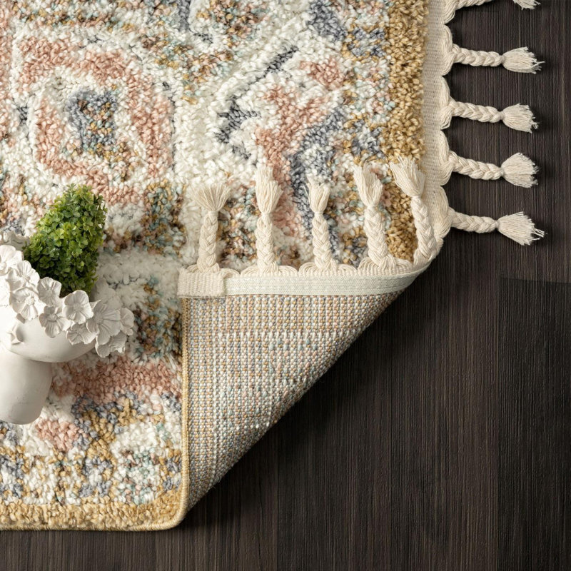 Tapis oriental jaune / beige, Rectangle 8 pi x 10 pi