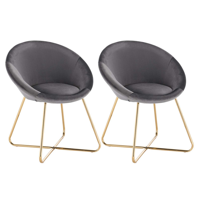 Azzouz 76cm H Metal Side Chair, Grey/Brown/Blue