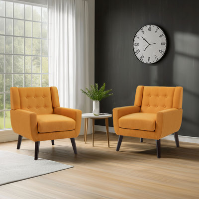 Stephanny 27.5" Wide Tufted Armchair with Solid Wood Legs