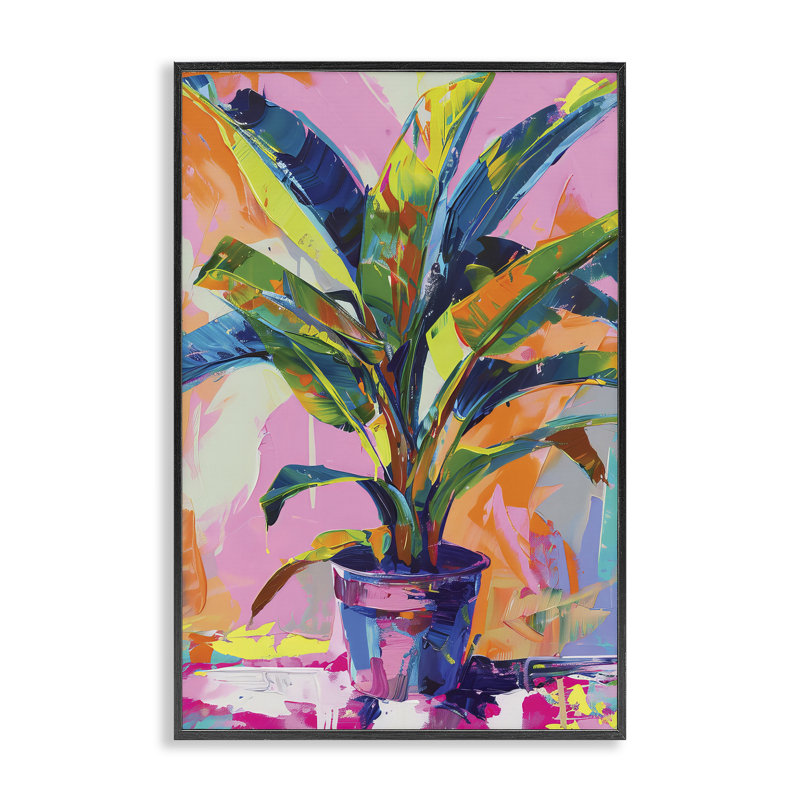 Giclée encadrée de plante d'intérieur saturée, design par LSR Design Studio, H 18 po x l 12 po, Giclée encadrée noir minuit