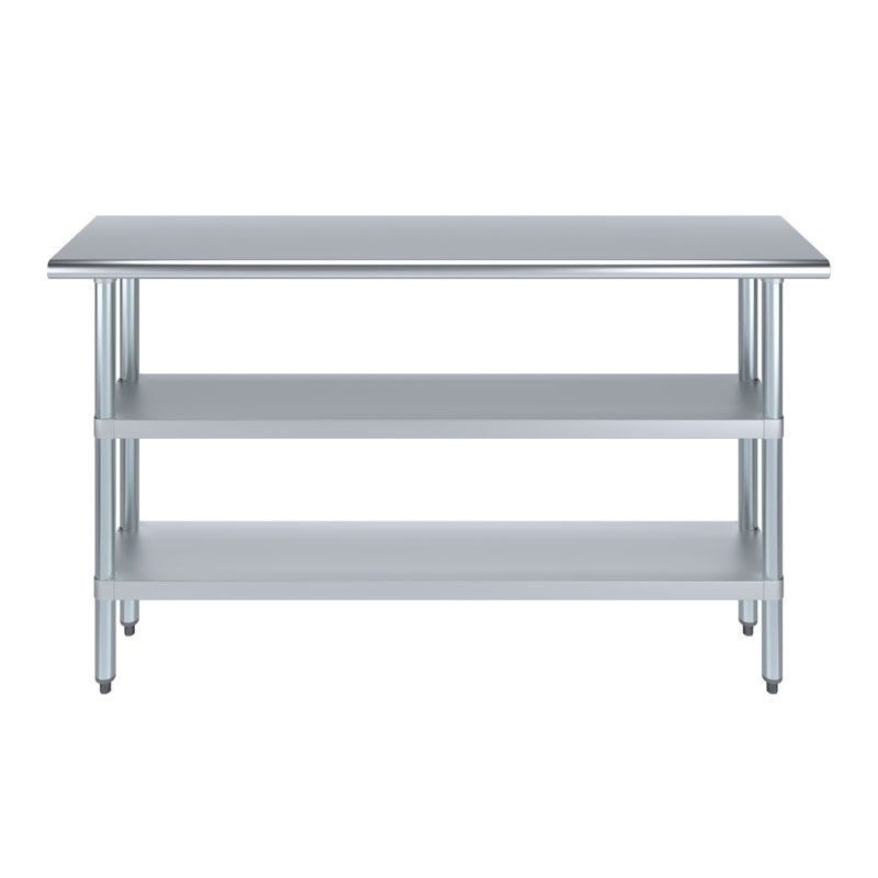 Table en acier inoxydable avec 2 tablettes inférieures KitchQuip Express - H 35 po x l 60 po x P 14 po